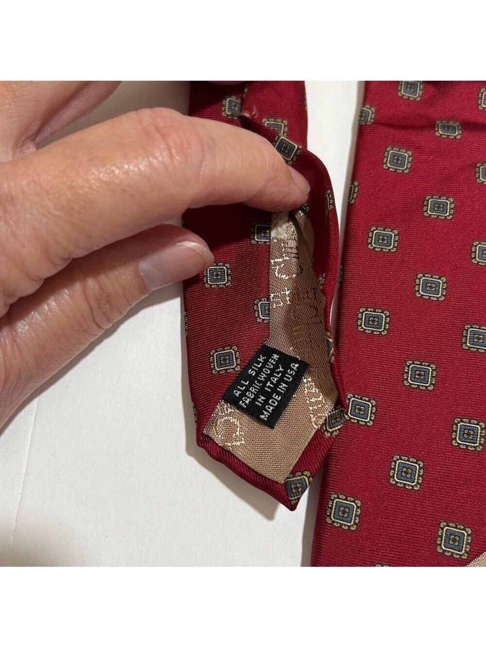 Christian Dior Elegant Red Patterned Ties Set of 2. Vintage. Preowned - Picture 4 of 9